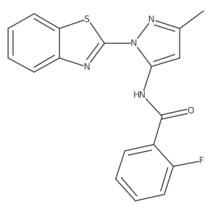 N-[1-(1,3-benzothiazol-2-yl)-3-methyl-1H-pyrazol-5-yl]-2-fluorobenzamide结构式