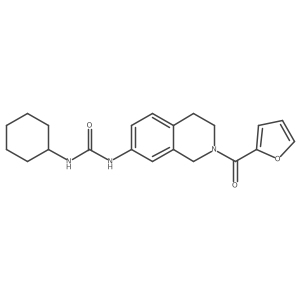 1-Cyclohexyl-3-(2-(furan-2-carbonyl)-1,2,3,4-tetrahydroisoquinolin-7-yl)urea结构式