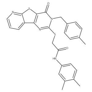 N-(3,4-dimethylphenyl)-2-((3-(4-methylbenzyl)-4-oxo-3,4-dihydropyrido[3',2':4,5]thieno[3,2-d]pyrimidin-2-yl)thio)acetamide结构式