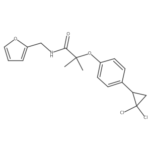 2-[4-(2,2-dichlorocyclopropyl)phenoxy]-N-(furan-2-ylmethyl)-2-methylpropanamide结构式