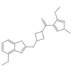 4-methoxy-2-{[1-(3-methoxy-1-methyl-1H-pyrazole-4-carbonyl)azetidin-3-yl]oxy}-1,3-benzothiazole结构式
