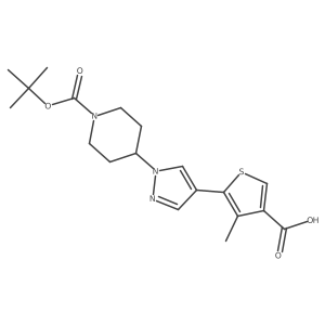 5-(1-(1-(tert-butoxycarbonyl)piperidin-4-yl)-1H-pyrazol-4-yl)-4-methylthiophene-3-carboxylic acid结构式