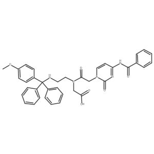 2-(2-(4-Benzamido-2-oxopyrimidin-1(2H)-yl)-N-(2-(((4-methoxyphenyl)diphenylmethyl)amino)ethyl)acetamido)acetic acid结构式