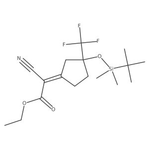 Acetic acid, 2-cyano-2-[(3R)-3-[[(1,1-dimethylethyl)dimethylsilyl]oxy]-3-(trifluoromethyl)cyclopentylidene]-, ethyl ester结构式