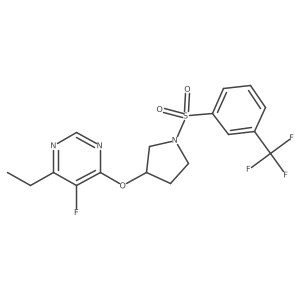4-Ethyl-5-fluoro-6-((1-((3-(trifluoromethyl)phenyl)sulfonyl)pyrrolidin-3-yl)oxy)pyrimidine Structure