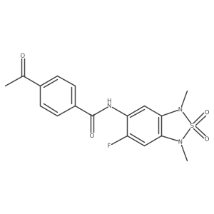 4-acetyl-N-(6-fluoro-1,3-dimethyl-2,2-dioxido-1,3-dihydrobenzo[c][1,2,5]thiadiazol-5-yl)benzamide结构式