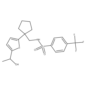 N-((1-(5-(1-hydroxyethyl)thiophen-2-yl)cyclopentyl)methyl)-4-(trifluoromethyl)benzenesulfonamide结构式