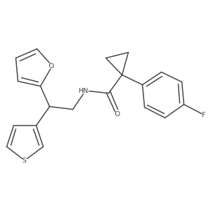 1-(4-fluorophenyl)-N-(2-(furan-2-yl)-2-(thiophen-3-yl)ethyl)cyclopropane-1-carboxamide结构式