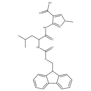 3-[(2R)-2-({[(9H-fluoren-9-yl)methoxy]carbonyl}amino)-4-methylpentanamido]-1-methyl-1H-pyrazole-4-carboxylic acid结构式