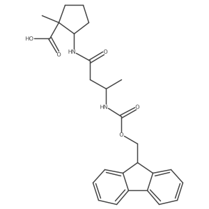 2-[(3R)-3-({[(9H-fluoren-9-yl)methoxy]carbonyl}amino)butanamido]-1-methylcyclopentane-1-carboxylic acid结构式