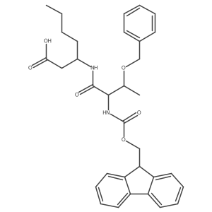 3-[3-(benzyloxy)-2-({[(9H-fluoren-9-yl)methoxy]carbonyl}amino)butanamido]heptanoic acid结构式