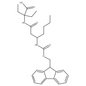 2-ethyl-2-[3-({[(9H-fluoren-9-yl)methoxy]carbonyl}amino)heptanamido]butanoic acid结构式