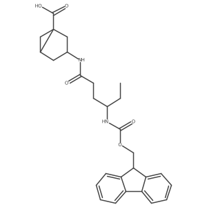 3-[4-({[(9H-fluoren-9-yl)methoxy]carbonyl}amino)hexanamido]bicyclo[3.1.0]hexane-1-carboxylic acid结构式