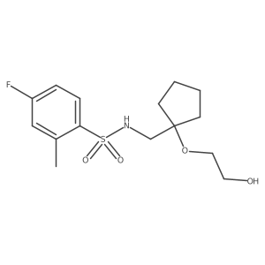 4-fluoro-N-((1-(2-hydroxyethoxy)cyclopentyl)methyl)-2-methylbenzenesulfonamide结构式