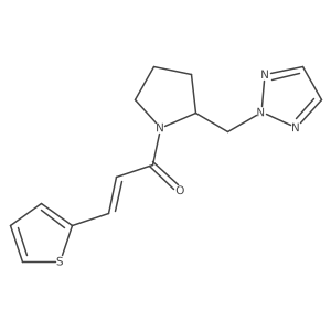 (E)-1-(2-((2H-1,2,3-triazol-2-yl)methyl)pyrrolidin-1-yl)-3-(thiophen-2-yl)prop-2-en-1-one结构式