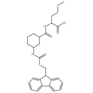 (2R)-2-{[(1RS,3SR)-3-({[(9H-fluoren-9-yl)methoxy]carbonyl}amino)cyclohexyl]formamido}-4-(methylsulfanyl)butanoic acid结构式