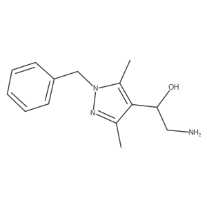 2-amino-1-(1-benzyl-3,5-dimethyl-1H-pyrazol-4-yl)ethan-1-ol结构式