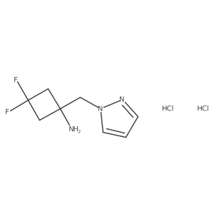 3,3-Difluoro-1-(pyrazol-1-ylmethyl)cyclobutan-1-amine;dihydrochloride结构式