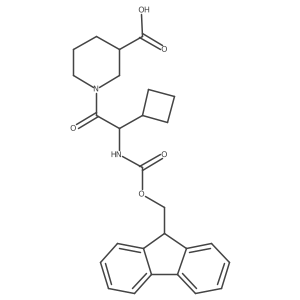 (3S)-1-[2-cyclobutyl-2-({[(9H-fluoren-9-yl)methoxy]carbonyl}amino)acetyl]piperidine-3-carboxylic acid结构式