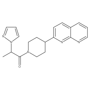 1-[4-(1,8-naphthyridin-2-yl)piperidin-1-yl]-2-(1H-pyrazol-1-yl)propan-1-one结构式