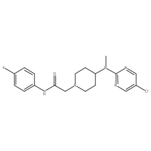 2-{4-[(5-chloropyrimidin-2-yl)(methyl)amino]piperidin-1-yl}-N-(4-fluorophenyl)acetamide结构式