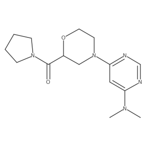 N,N-dimethyl-6-[2-(pyrrolidine-1-carbonyl)morpholin-4-yl]pyrimidin-4-amine结构式