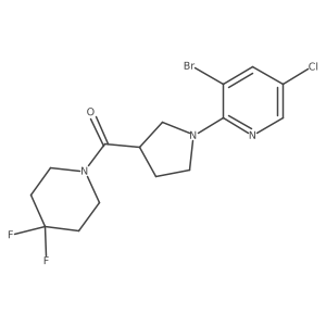3-Bromo-5-chloro-2-[3-(4,4-difluoropiperidine-1-carbonyl)pyrrolidin-1-yl]pyridine结构式
