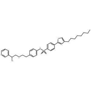 N-{4-[2-((R)-2-Hydroxy-2-pyridin-3-yl-ethylamino)-ethyl]-phenyl}-4-(4-octyl-thiazol-2-yl)-benzenesulfonamide结构式