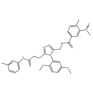 N-((4-(2,5-dimethoxyphenyl)-5-((2-oxo-2-(m-tolylamino)ethyl)thio)-4H-1,2,4-triazol-3-yl)methyl)-4-methyl-3-nitrobenzamide结构式