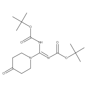 [Tert-butoxycarbonylimino-(4-oxo-piperidin-1-yl)-methyl]-carbamic acid tert-butyl ester Structure