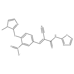 (Z)-2-Cyano-3-[4-(1-methylimidazol-2-yl)sulfanyl-3-nitrophenyl]-N-(1,3-thiazol-2-yl)prop-2-enamide Structure