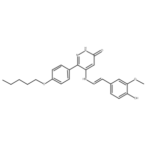 5-(2-(4-Hydroxy-3-methoxybenzylidene)hydrazinyl)-6-(4-(pentyloxy)phenyl)pyridazin-3(2H)-one结构式