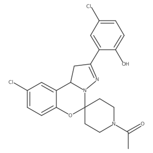 1-(9-Chloro-2-(5-chloro-2-hydroxyphenyl)-1,10b-dihydrospiro[benzo[e]pyrazolo[1,5-c][1,3]oxazine-5,4'-piperidin]-1'-yl)ethanone Structure