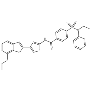 N-(4-(7-ethoxybenzofuran-2-yl)thiazol-2-yl)-4-(N-ethyl-N-phenylsulfamoyl)benzamide结构式