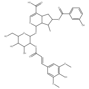 (1S,4aS,6R,7R,7aS)-1,4a,5,6,7,7a-Hexahydro-6-[(3-hydroxybenzoyl)oxy]-1-[[2-O-[(2E)-3-(4-hydroxy-3,5-dimethoxyphenyl)-1-oxo-2-propen-1-yl]-I(2)-D-glucopyranosyl]oxy]-7-methylcyclopenta[c]pyran-4-carboxylic acid Structure