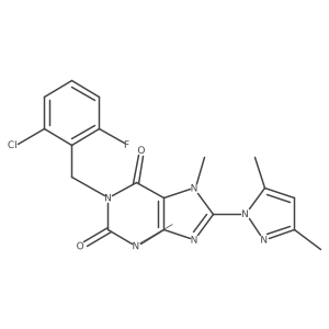 1-(2-chloro-6-fluorobenzyl)-8-(3,5-dimethyl-1H-pyrazol-1-yl)-3,7-dimethyl-1H-purine-2,6(3H,7H)-dione Structure