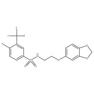 O=S(=O)(NCCOc1ccc2c(c1)OCO2)c1ccc(F)c(C(F)(F)F)c1结构式