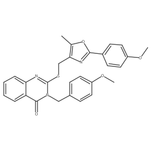 3-(4-methoxybenzyl)-2-(((2-(4-methoxyphenyl)-5-methyloxazol-4-yl)methyl)thio)quinazolin-4(3H)-one Structure