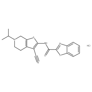 N-(3-cyano-6-isopropyl-4,5,6,7-tetrahydrothieno[2,3-c]pyridin-2-yl)benzo[d]thiazole-2-carboxamide hydrochloride结构式