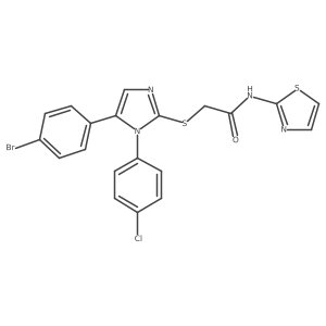 2-((5-(4-bromophenyl)-1-(4-chlorophenyl)-1H-imidazol-2-yl)thio)-N-(thiazol-2-yl)acetamide结构式