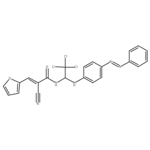 2-Propenamide, 2-cyano-3-(2-furanyl)-N-[2,2,2-trichloro-1-[[4-[(1Z)-2-phenyldiazenyl]phenyl]amino]ethyl]-, (2E)- Structure