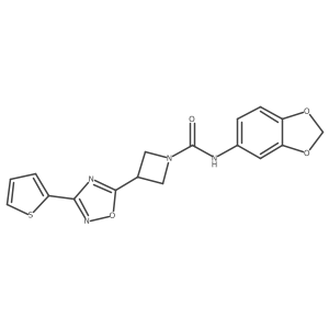 N-(benzo[d][1,3]dioxol-5-yl)-3-(3-(thiophen-2-yl)-1,2,4-oxadiazol-5-yl)azetidine-1-carboxamide结构式