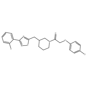 2-(4-Chlorophenoxy)-1-(3-((3-(2-fluorophenyl)-1,2,4-oxadiazol-5-yl)methyl)piperidin-1-yl)ethanone结构式