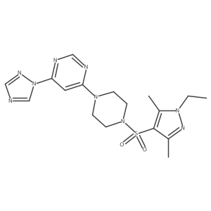 4-(4-((1-ethyl-3,5-dimethyl-1H-pyrazol-4-yl)sulfonyl)piperazin-1-yl)-6-(1H-1,2,4-triazol-1-yl)pyrimidine Structure