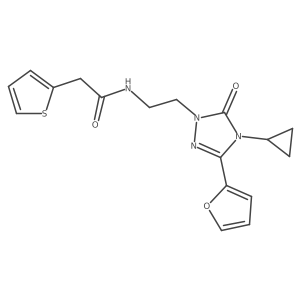 N-(2-(4-cyclopropyl-3-(furan-2-yl)-5-oxo-4,5-dihydro-1H-1,2,4-triazol-1-yl)ethyl)-2-(thiophen-2-yl)acetamide Structure
