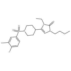 3-(1-((3-chloro-4-fluorophenyl)sulfonyl)piperidin-4-yl)-4-ethyl-1-(2-methoxyethyl)-1H-1,2,4-triazol-5(4H)-one结构式