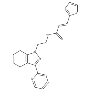 (E)-3-(furan-2-yl)-N-(2-(3-(pyridin-2-yl)-4,5,6,7-tetrahydro-1H-indazol-1-yl)ethyl)acrylamide结构式