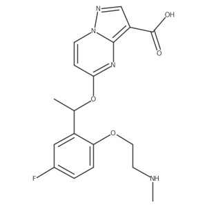 5-[1-[5-Fluoro-2-[2-(methylamino)ethoxy]phenyl]ethoxy]-pyrazolo[1,5-a]pyrimidine-3-carboxylic acid结构式
