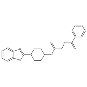 N-(2-oxo-2-((1-(thiazolo[5,4-b]pyridin-2-yl)piperidin-4-yl)amino)ethyl)benzamide结构式