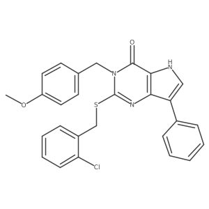 2-((2-chlorobenzyl)thio)-3-(4-methoxybenzyl)-7-phenyl-3H-pyrrolo[3,2-d]pyrimidin-4(5H)-one结构式